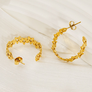 ZOGXIN Gold Geometric Hoop Earrings Stainless Steel C Shape For Women Fashion Jewelry - Product Image 2