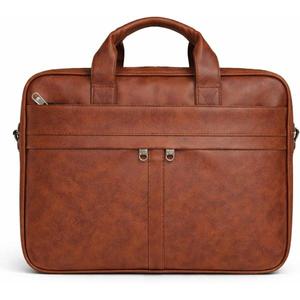 Sac de travail pour ordinateur en cuir de qualité supérieure avec compartiment séparé pour ordinateur portable, fermeture éclair sécurisée, détail de poignée raffiné, usage professionnel - Product Image 3