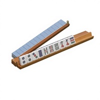 Support de rangement personnalisé pour cartes de Mahjong, organisateur de jeu, support de tuiles de Mahjong américain avec poussoir, 18-20 pouces, en bois