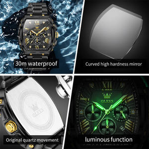   Reloj de Lujo 5639, Marca de Diseño, Logotipo Personalizado OEM, Forma de Barril, Diamantes, Resistente al Agua, Cronógrafo, Luminoso, Cuarzo, para Hombre - Product Image 5