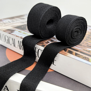 32 Count Pure Cotton Webbing Black Striped Garment <b>Binding</b> <b>Tape</b> For Apparel And Home Textile Use - Product Image 1
