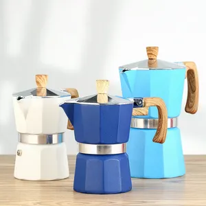 <span class=keywords><strong>Cafetera</strong></span> Espresso portátil de aluminio con estufa de inducción de color negro rojo azul blanco de estilo italiano de gran venta - Product Image 1