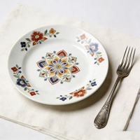 Assiettes en porcelaine à motif floral pour dîner, avec logo personnalisé, qualité alimentaire, compatibles lave-vaisselle, écologiques, assiettes en céramique blanches