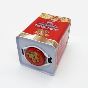 Boîte rectangulaire en fer blanc de 2 kg pour aliments, avec impression offset et couvercle à vis, idéale pour bonbons, chocolats, aliments pour animaux et biscuits - Product Image 3