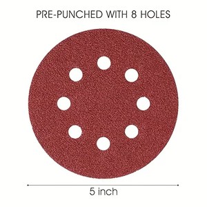 Disques de ponçage 5 pouces 8 trous auto-agrippants grain 60-600 pour ponceuse excentrique - Product Image 3