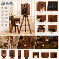XinChi Photobooth de Mariage Tendance en Bois Massif avec Écran Tactile 13,3 pouces, Éclairage RGB, pour iPad/Appareil Photo Reflex/Caméra et Imprimante Instantanée Bluetooth