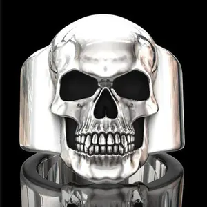 Mens Skull Nhẫn Gothic Séc Kim Cương Knuckle Skeleton Nhẫn Cổ Điển Bạc Khắc Chữ Thập Chunky Skull Nhẫn Cho Nam Giới