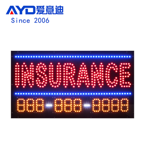 Panneau publicitaire LED lumineux 17*31 pouces pour magasin d'<span class=keywords><strong>assurance</strong></span>, en acrylique personnalisé avec numéro de téléphone publicitaire modifiable - Product Image 1