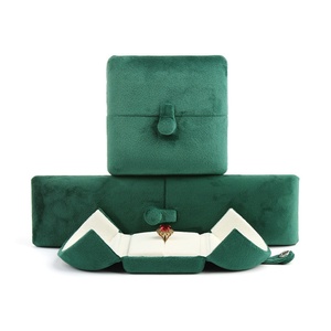 Caja de Joyería de Terciopelo Multicolor Lista para Enviar, Caja de Regalo de Doble Apertura con Botón, Caja de Joyería Personalizable - Product Image 5