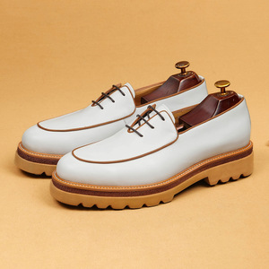 White classic British high-end <b>platform</b> heightening business casual multi-purpose wedding suit leather shoes - Product Image 6
