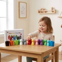 Juego de Copas de Madera para Clasificar Colores y Formas, Juguete Educativo Montessori para Niños Pequeños, Gran Venta