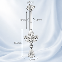 Anneau de nombril personnalisé plaqué or 24 carats avec zircon, bijoux de piercing pour nombril en titane G23, bijoux de corps pour mariage, vente en gros d'usine