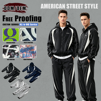 Ensemble de survêtement en nylon coupe-vent pour homme, veste zippée oversize et pantalon, ensemble léger en nylon patchwork, tenue de jogging streetwear