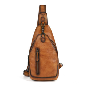 Bolso de pecho de cuero genuino para hombre, color marrón café, de gran capacidad, para viajes de ocio - Product Image 5
