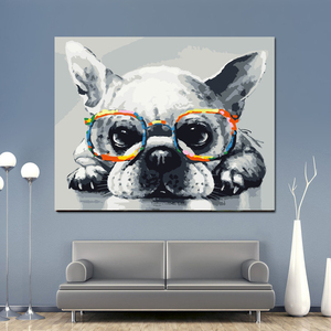 Tự Làm Bức Tranh Bằng Số Hiện Đại Màu Đen Và Trắng Kính Con Chó 3D In Sơn Bằng Số Trang Trí Nội Thất Quà Tặng - Product Image 2