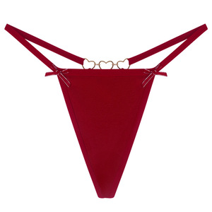 Women Sexy Thong Panties Low Rise <b>Thin</b> Strap G String Underwear Breathable Soft Stretch T-back Thong with Heart Metal <b>Ring</b> - Product Image 1