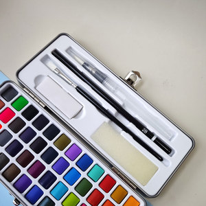 GF – peinture à l'<span class=keywords><strong>aquarelle</strong></span> pour <span class=keywords><strong>débutant</strong></span>, dessin, 48 couleurs unies vives, ensemble de peinture à l'<span class=keywords><strong>aquarelle</strong></span> métallique pour fournitures d'art - Product Image 4
