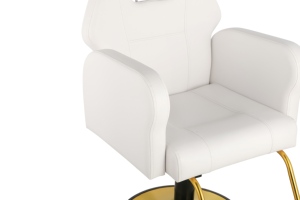 Sillón de Barbería de Lujo Blanco y Dorado, Silla Hidráulica Giratoria con Reposapiés <span class=keywords><strong>para</strong></span> Peluquería y Estilismo - Product Image 4