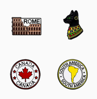 Broche décorative de haute qualité émaillée, Canada, Amérique du Sud, Colisée romain, Chat noir égyptien, Badge commémoratif