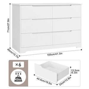 Comò e Cassettiera Moderna Bianca con Design Senza Maniglie per lo Stoccaggio in Camera da Letto - Product Image 2