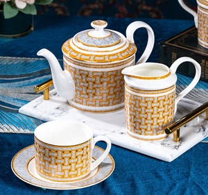 Bone China 15pcs Mosaic Coffee <b>Cup</b> and Saucer Porcelain Coffee Pot <b>Set</b> Royal Bone China <b>Tea</b> and Coffee <b>Sets</b> - Product Image 2