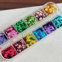 12 Grilles de Paillettes pour Ongles à Motifs Floraux, Holographiques, Mixtes, Mini Circulaires, Décorations DIY pour Ongles, Flocons 3D Floraux pour Ongles