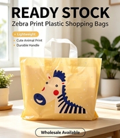 Sacs promotionnels en plastique coloré avec poignée en boucle pour cosmétiques, en stock, vente en gros