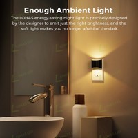 LOHAS Modern 3CCT LED Mini Veilleuse Noir Logement Chambre d'enfant Lampe murale à prise carrée Alimentation enfichable