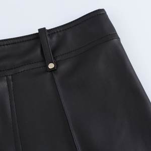 SHENZHU mujeres 2024 otoño nueva moda imitación <span class=keywords><strong>cuero</strong></span> <span class=keywords><strong>pantalones</strong></span> de piernas anchas Vintage cintura alta cremallera Fly <span class=keywords><strong>mujer</strong></span> tobillo <span class=keywords><strong>Pantalones</strong></span> - Product Image 4