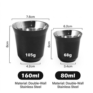 Verres à shot thermiques en acier inoxydable 304 à <span class=keywords><strong>double</strong></span> <span class=keywords><strong>paroi</strong></span>, sans BPA, avec logo personnalisé, 80 ml et 160 ml, pour fêtes et expresso - Product Image 3