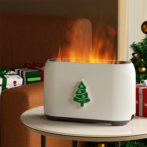 2023 Nieuwe Aankomst Vuur Vlam Aroma Diffuser Draagbare Vlam Luchtbevochtiger Met Nachtlampje Voor Kerstcadeau