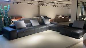 Juego de sofá seccional en forma de L de cuero genuino de lujo moderno, asiento reclinable con mechones de alta calidad para muebles del hogar para apartamento - Product Image 6