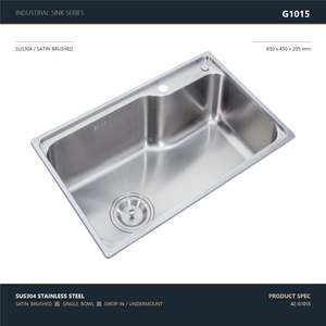 Évier de cuisine en acier inoxydable SUS304 brossé satiné 700x450mm, cuve simple, avec robinet extractible intégré - Product Image 6