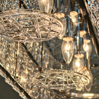 Lámpara de Araña Moderna de Cristal Lineal con Portalámparas E12 E14 para Iluminación de Villas, Hoteles y Restaurantes