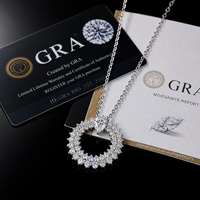 Collier Couronne Circulaire en Moissanite Plaqué Argent, Pendentif Romantique en Diamant de Laboratoire VVS, Cadeaux pour Femmes, Bijoux en Argent Sterling 925