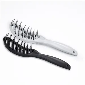 OEM salon professional new design plastic detangling brush rubber handle ribs vent hair brush