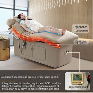 Lit de salon de beauté beige de luxe en vente directe d'usine, <span class=keywords><strong>2</strong></span> <span class=keywords><strong>moteurs</strong></span>, table de massage électrique, chaise de cosmétique, lit de spa facial - Product Image 2