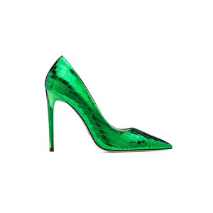 Zapatos de Tacón Súper Alto para Mujer, Diseño Cabrite Verde Brillante, Cierre Deslizante Delgado, Transpirables y Antideslizantes para Invierno - Product Image 2