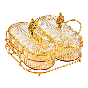 Boîte de rangement rectangulaire pour fruits secs avec compartiments, plateau de présentation en verre transparent pour bonbons et en-cas, pour salon, table basse, maison - Product Image 5