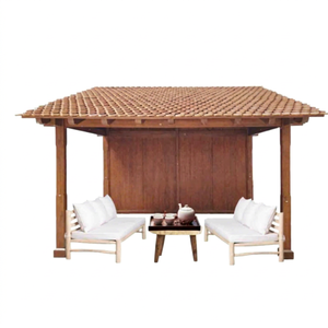 Pavillon d'extérieur en teck massif, pergola en bois, gazebo au design moderne, écologique, installation facile, imperméable, mobilier de jardin pour barbecue - Product Image 1