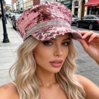 Chapeaux de Capitaine Rose à Paillettes et Strass pour Festival Burning Man, Vente en Gros, MOQ 3