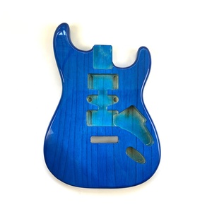 Cuerpo de guitarra DIY de fresno con acabado transparente azul - Product Image 6