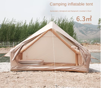 Carpa de Camping Ligera de Oxford 300D, 6.3 m², con Puerta Única y Claraboya, Columna de Aire de PVC, Color Caqui, Bomba Manual, Venta al por Mayor OEM