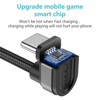 Câble USB en forme de U à 90 degrés, 1 m, chargeur rapide tressé TPE 2-en-1 Micro et Type-C pour mobile et gaming - Noir