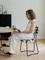 Chaise de salle à manger moderne à motifs français, imprimé animal mignon |   Chaise ergonomique rembourrée avec pieds en métal pour salle à manger, salon et maison