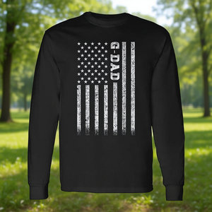 Camiseta de manga larga con bandera americana de G-Dad, diseño patriótico negro para hombre - Product Image 3
