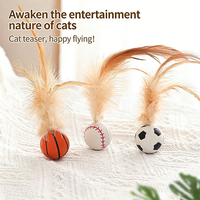 Nouveau jouet pour chat en caoutchouc élastique avec plume, pour le jeu autonome, anti-ennui, lanceur interactif, baguette de chat, fournitures pour animaux de compagnie