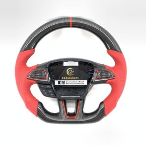 Volant en fibre de carbone véritable avec cuir perforé rouge pour <span class=keywords><strong>Ford</strong></span> <span class=keywords><strong>Focus</strong></span> MK3/MK3 <span class=keywords><strong>RS</strong></span>/MK3 ST/SE <span class=keywords><strong>2015</strong></span> 2016 2017 2018 - Product Image 1