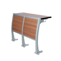 Chaise de salle de conférence en bois avec structure en alliage d'aluminium, design moderne et minimaliste, accoudoirs, chaise fixe pour salle de cours et école