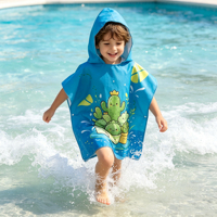 Toallas de Playa con Capucha Personalizadas para Niños, Albornoces con Capucha para Niños, para Nadar en la Playa, Secado Rápido, Toalla de Playa de Microfibra
